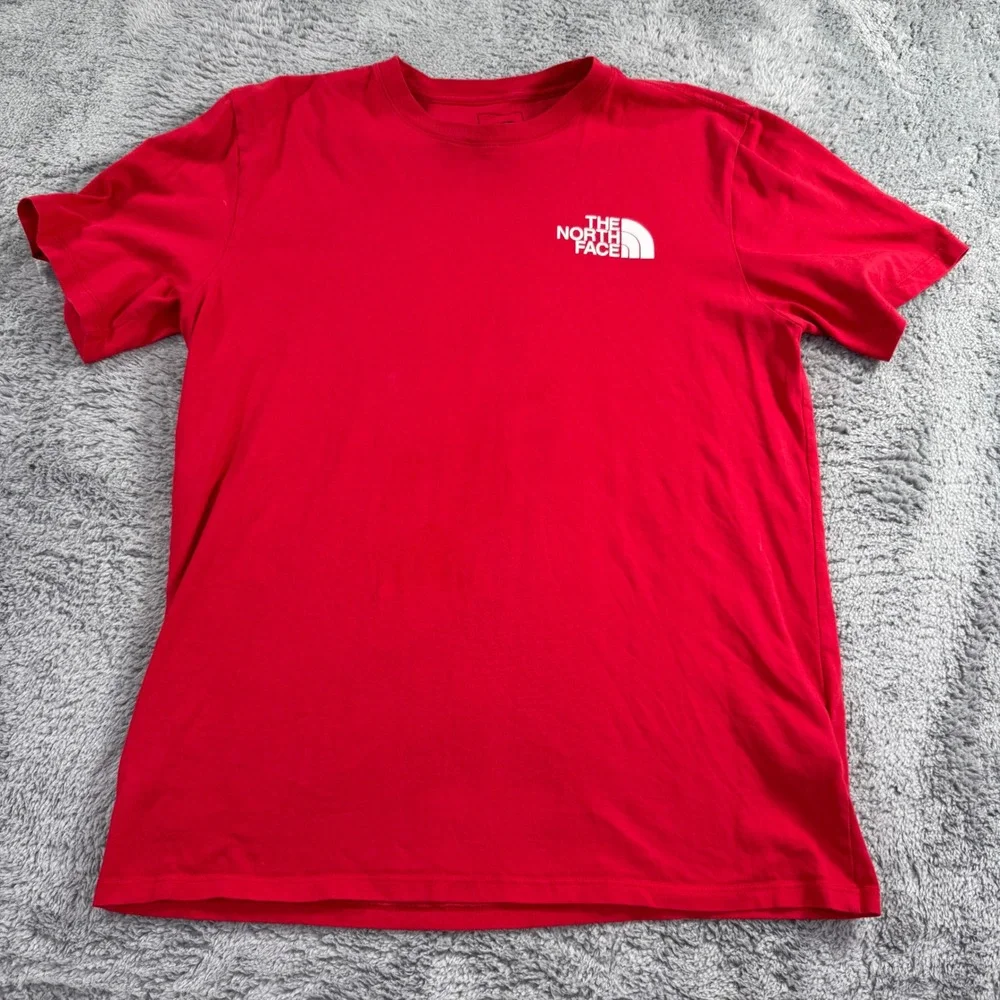 The North Face Mens Small Red Circular Design T-Shirt Never Stop Exploring